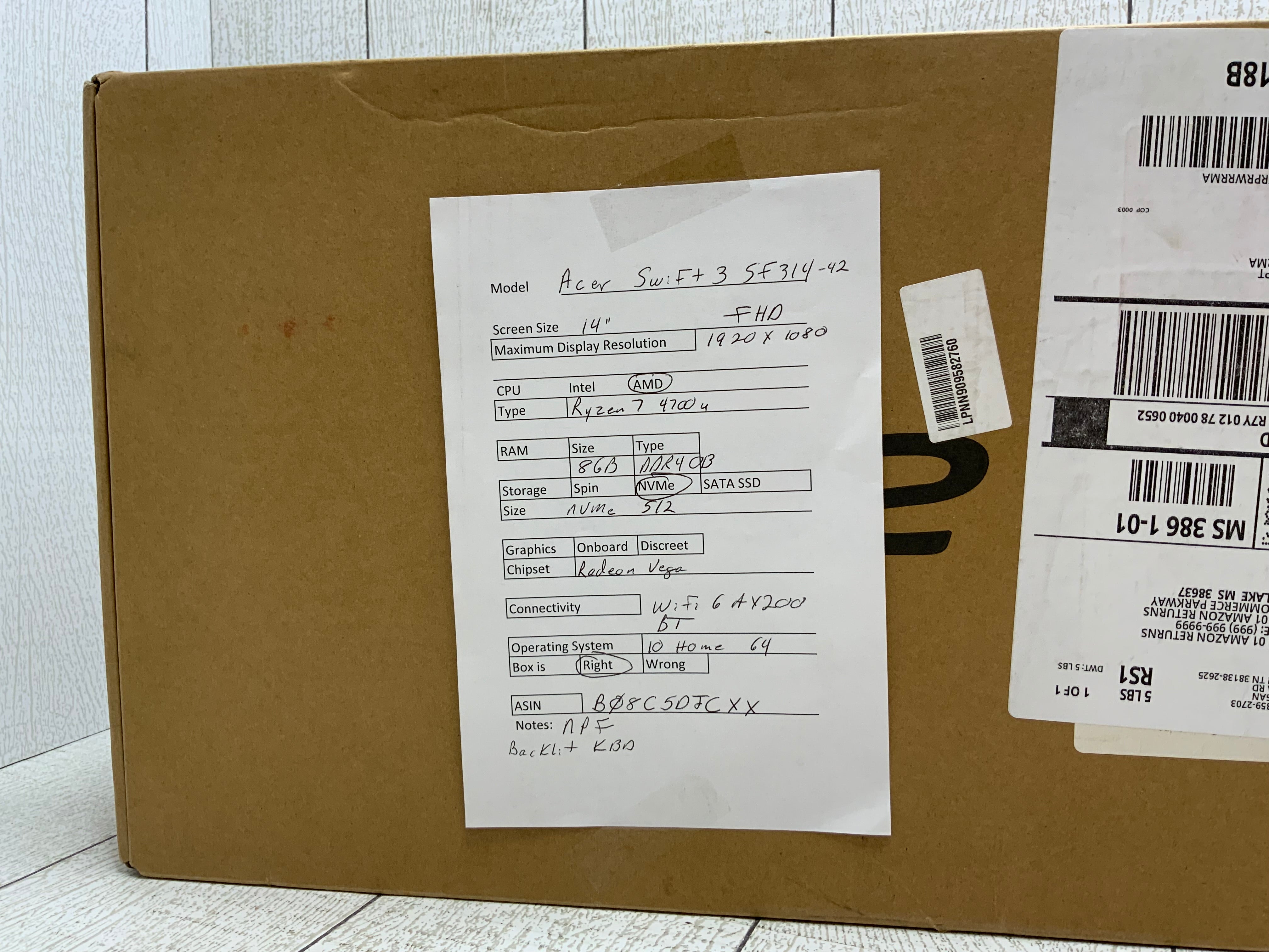 Acer Swift 3, SF314-42-R9YN, 14", Ryzen 7 4700U (8028774072558)